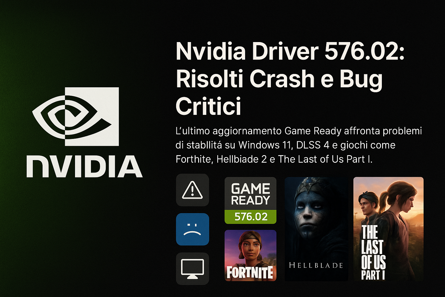 NVIDIA risolve i problemi di crash con il nuovo driver 576.02